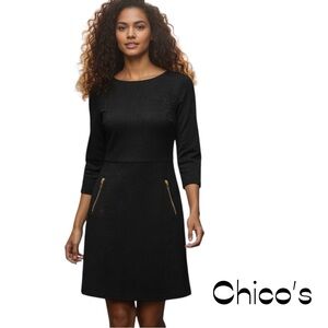 Chico’s Black Zippered Dress Size 14